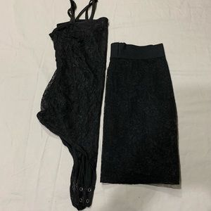Lace bodysuit & skirt set